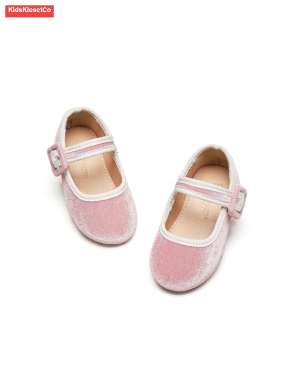 Girls Ballerina Mary Jane Flats Hook & Loop Velvet Toddler Dress Shoes
